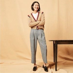 J. Crew High Rise Tapered Pant in Plaid Italian Wool